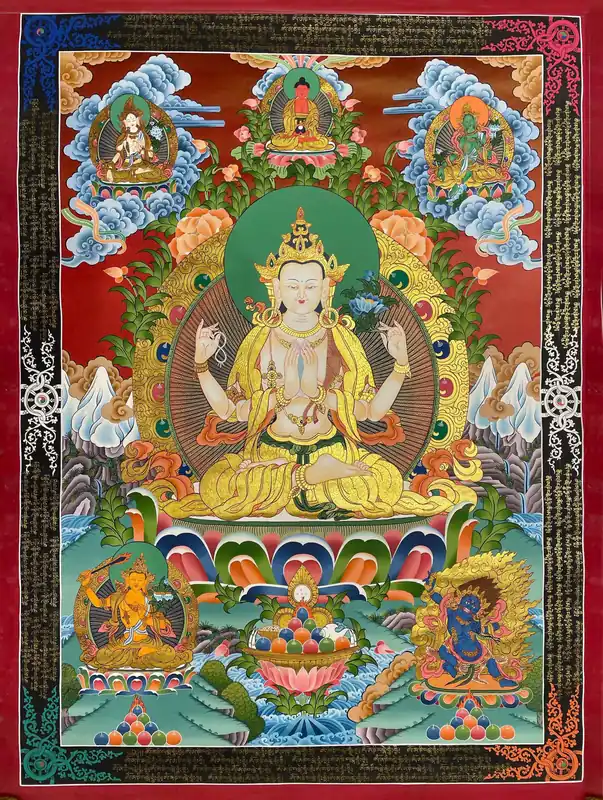 Chenrezig avec Manjushri et Vajrapani