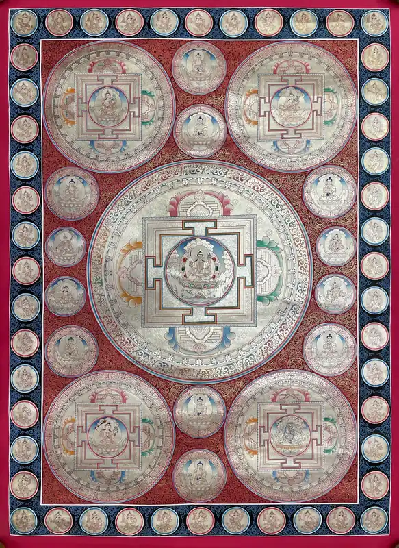 Peinture de Mandala Bouddhiste à la main