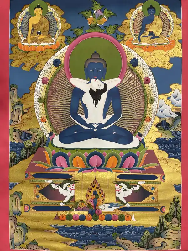 Samantabhadra avec Thangka du Bouddha de la Médecine