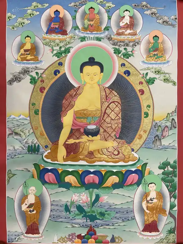 Shakyamuni Buddha avec Pancha Buddha Peinture Art