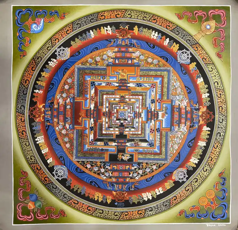 Mandala fait main du rituel de Kalachakra