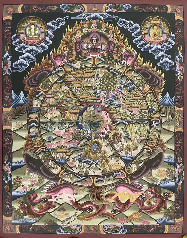 Art du Thangka du Rituel de la Roue de la Vie