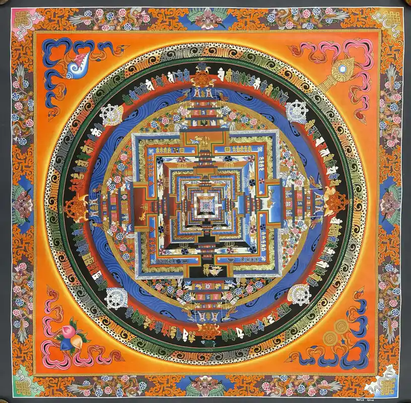 Mandala fait main de l’art bouddhiste Kalachakra
