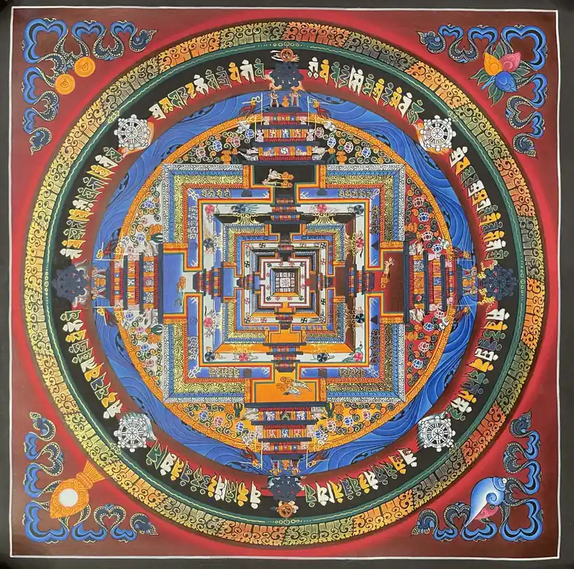 Mandala fait main de l’art traditionnel du Kalachakra