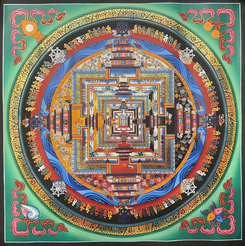 Mandala fait main du bouddhisme Kalachakra