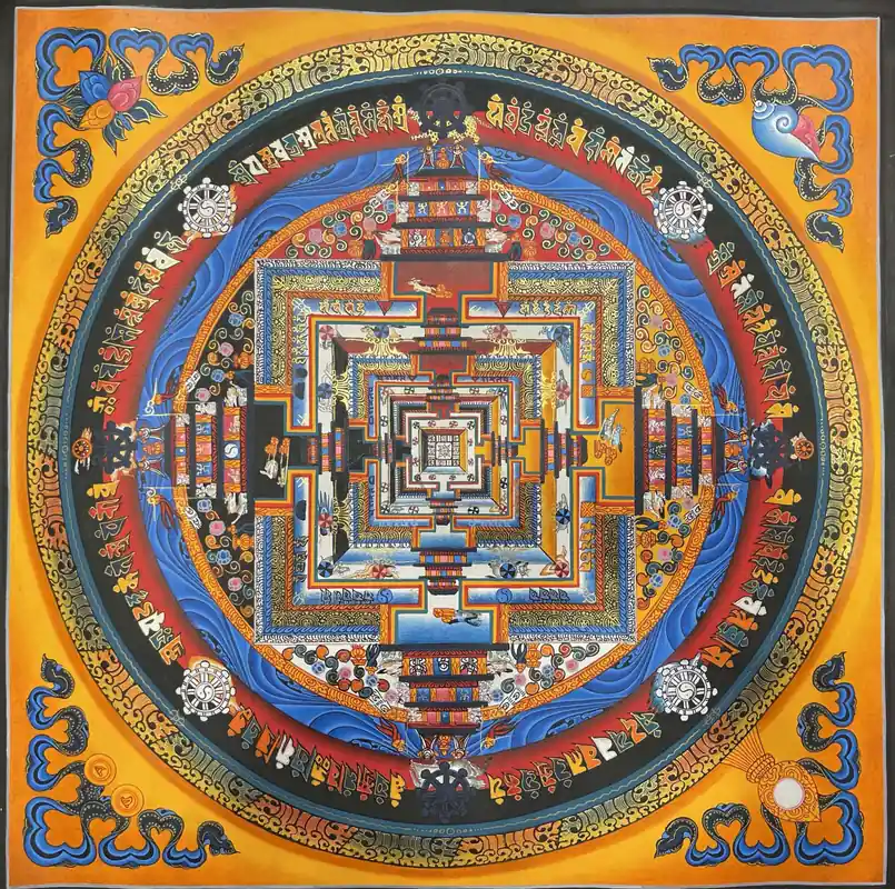 Mandala fait main de l’art rituel du Kalachakra