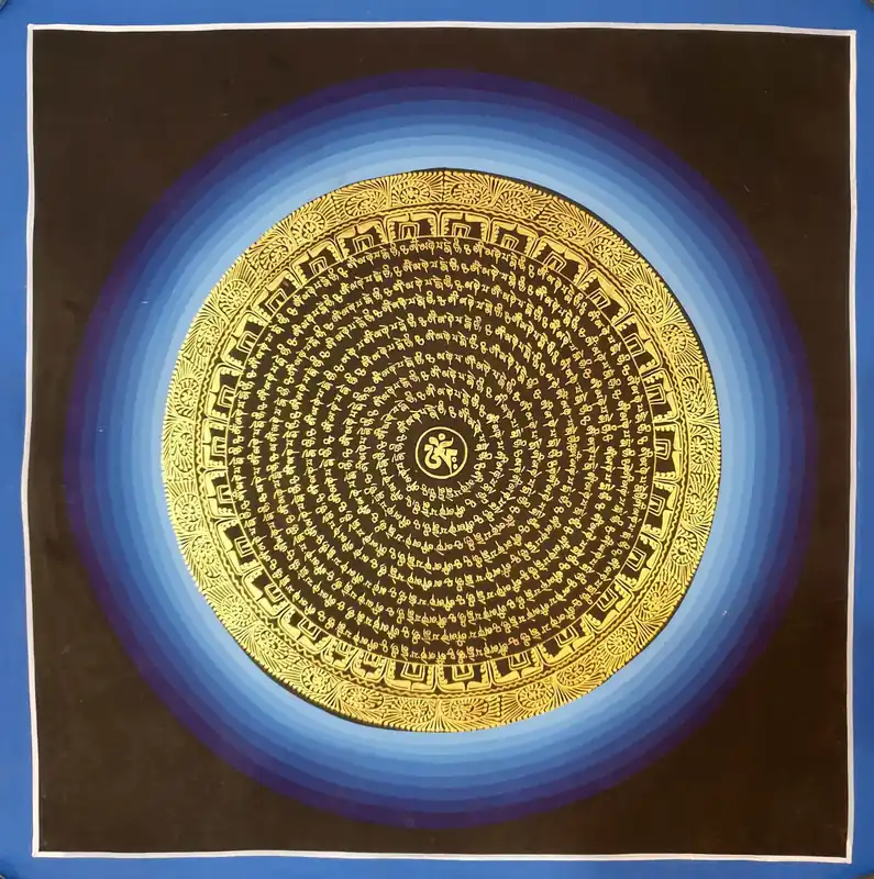 Mantra Mandala tibétain peint à la main