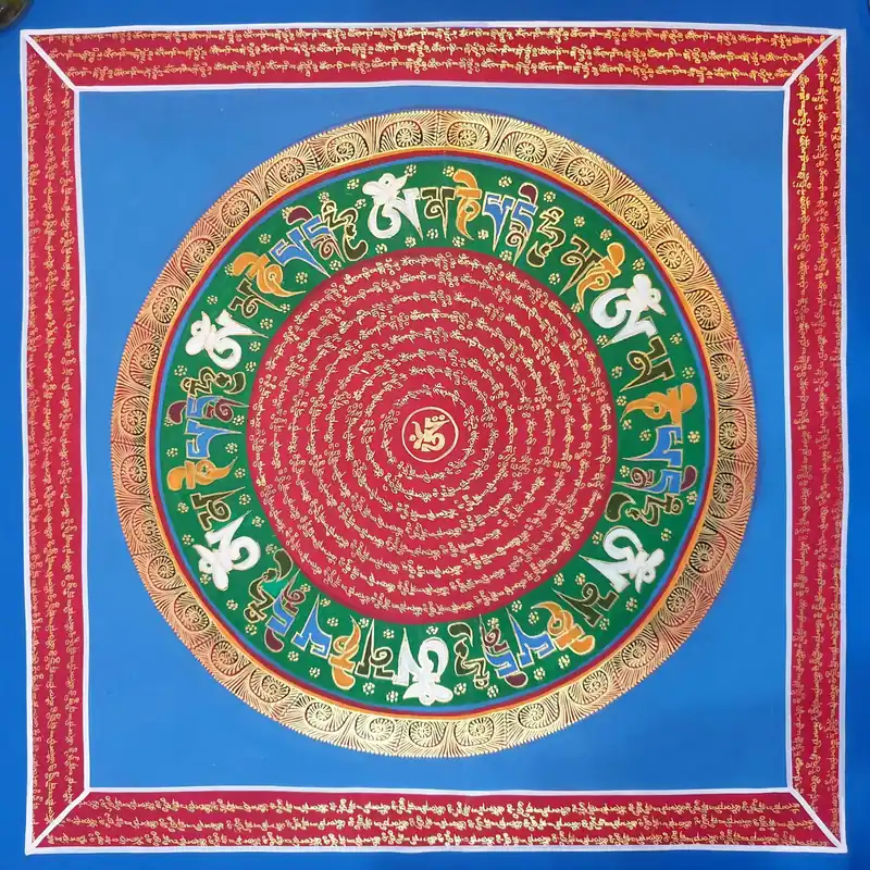 Mantra Mandala bouddhiste peint à la main