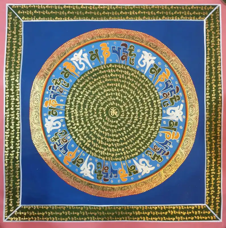 Art du mandala rituel du mantra Om Mane Padme Hum