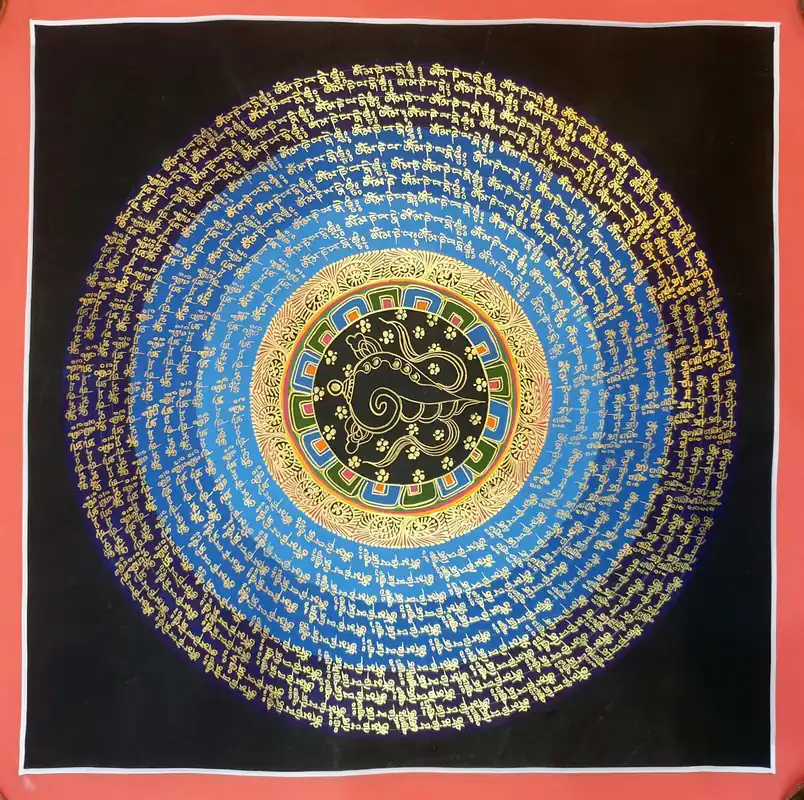 Art mandala fait main du mantra Om Mani Padme Hum