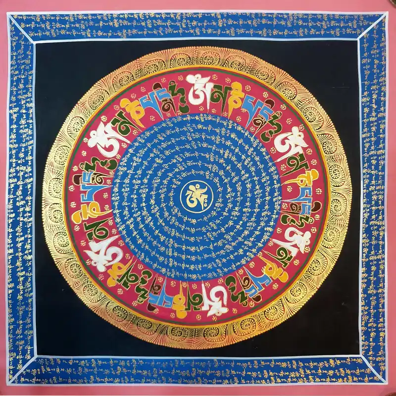Om Mani Padme Hum Mandala Mantra fait main
