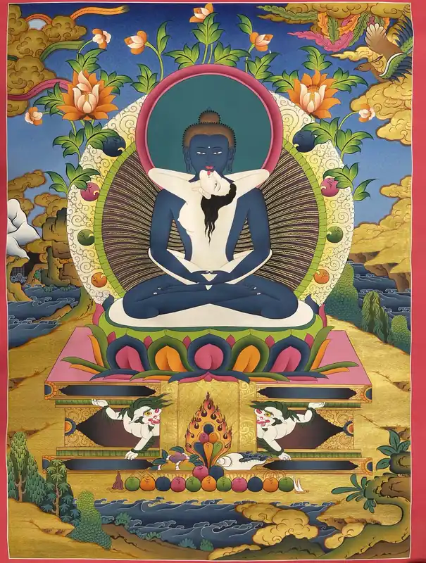 Samantabhadra et Samantabhadri Thangka tibétain