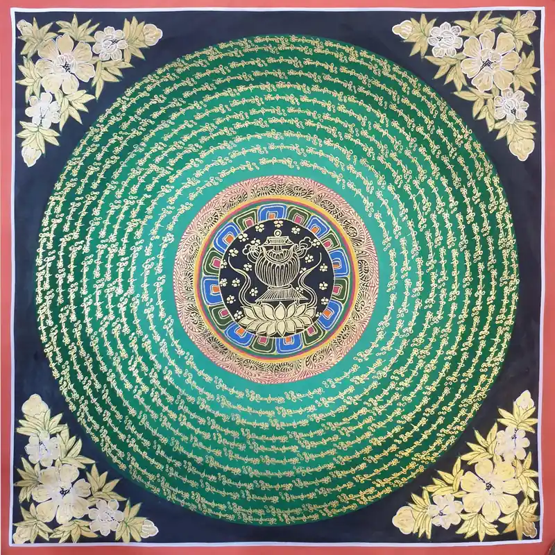 Mandala traditionnel du mantra Om Mane Padme Hum