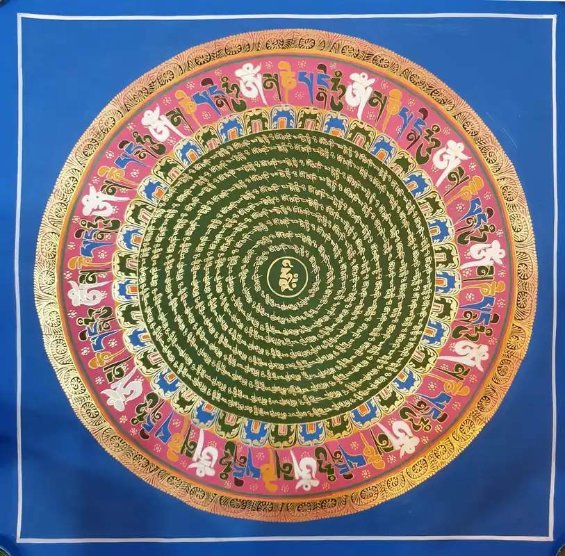 Le mandala rituel du mantra Om Mane Padme Hum