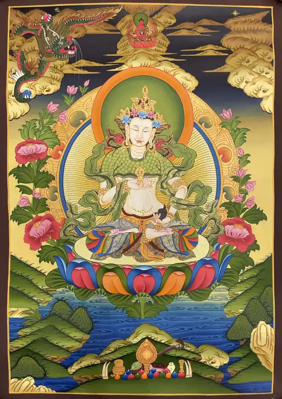 Vajrasattva avec Amitabha Bouddha Thangka