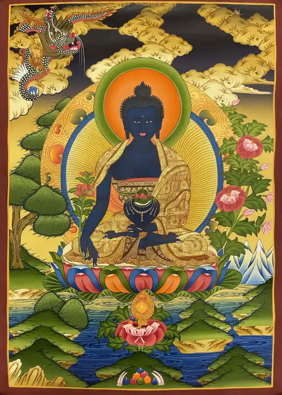 Thangka bouddhiste du Bouddha de Médecine
