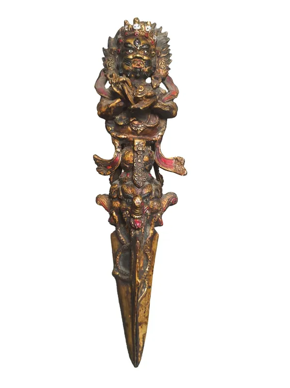 Mahakala Phurba avec une finition antique