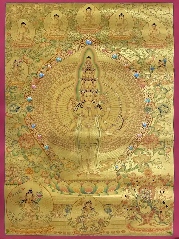 Avalokiteshvara avec Manjushri Peinture