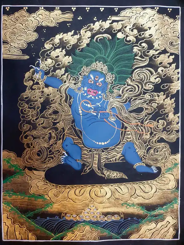 Thangka de Vajrapani Noir et Doré