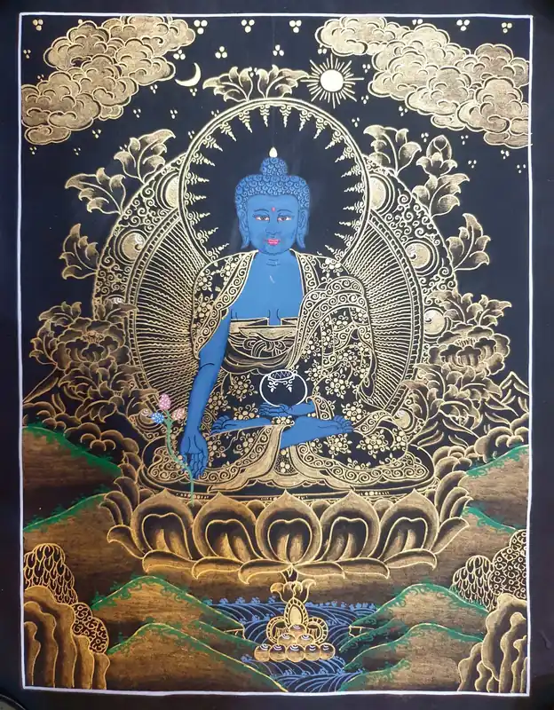 Thangka bouddhiste du Bouddha de Médecine.