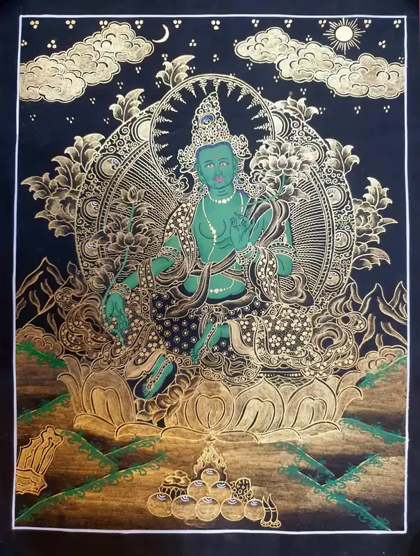 Art traditionnel de Thangka de Tara Verte