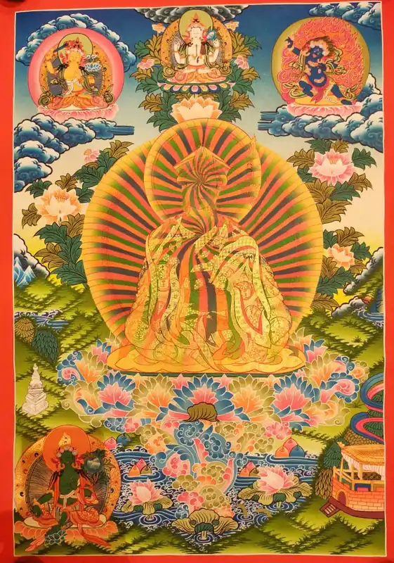 Peinture Thangka du Guru Arc-en-ciel Padmasambhava
