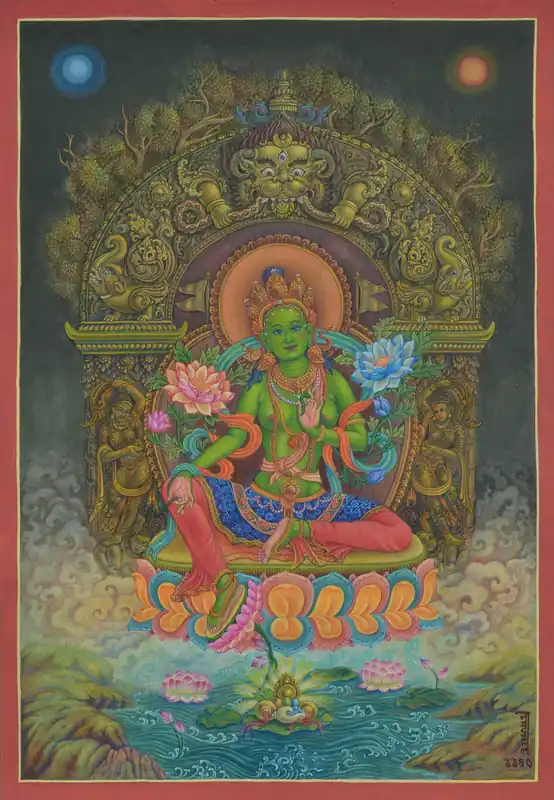 Green Tara Paubha by Narendra Malla