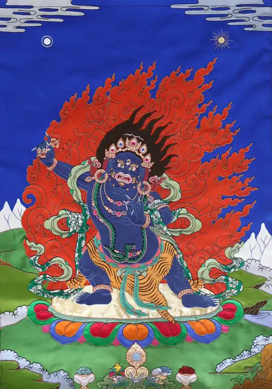 Thangka en appliqué de Vajrapani