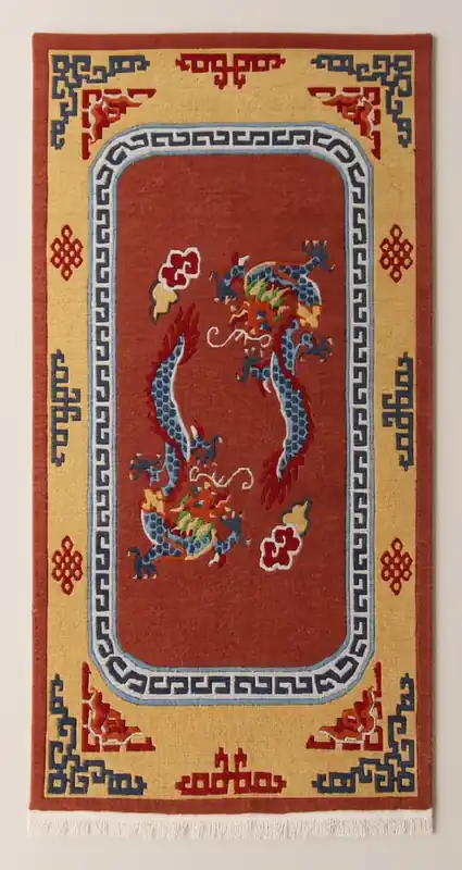 Tapis tibétain avec 2 dragons
