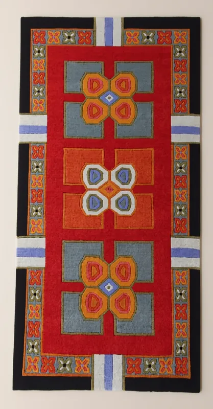 Tapis tibétain avec des fleurs