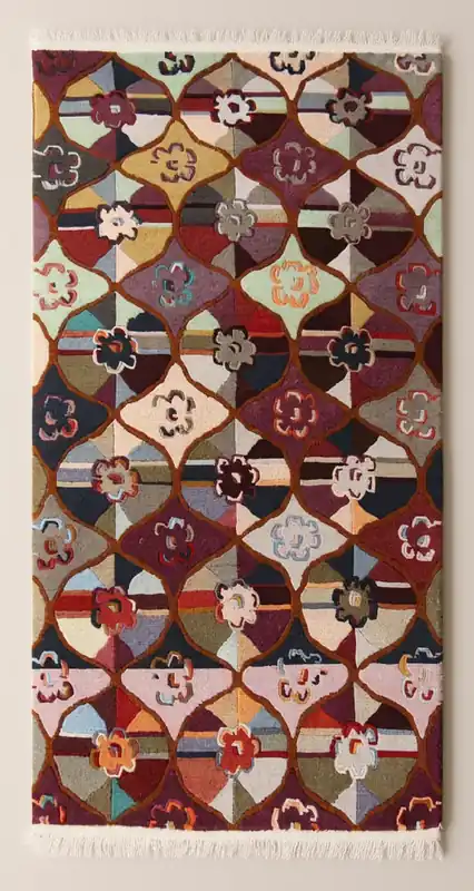 Tapis de design de fleurs tibétaines