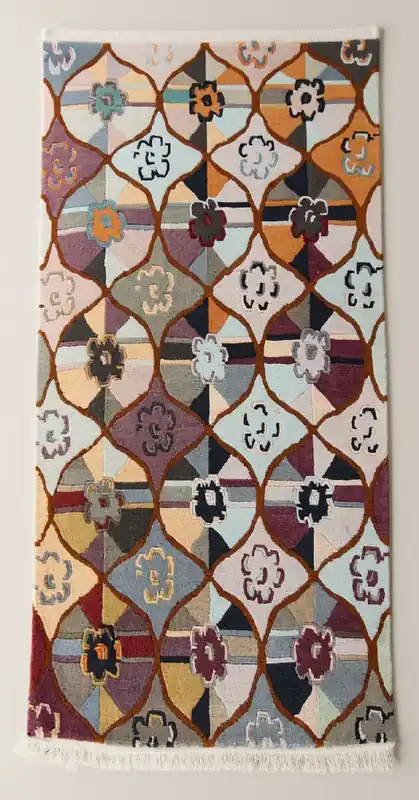 Tapis tibétain avec un design de fleurs