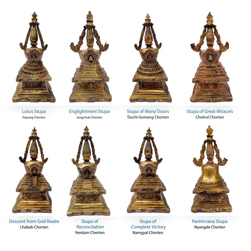 Ensemble de 8 stupas bouddhistes du Népal