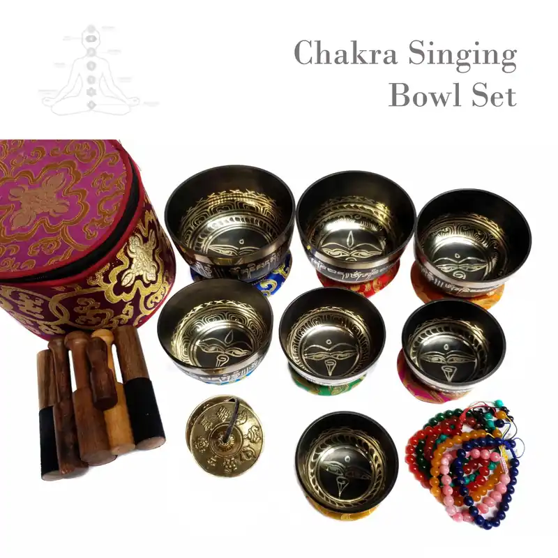 Ensemble de sept bols chantants des chakras