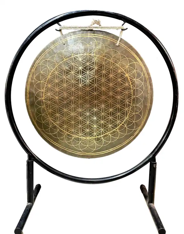 Gong de 50 cm avec gravure de fleurs