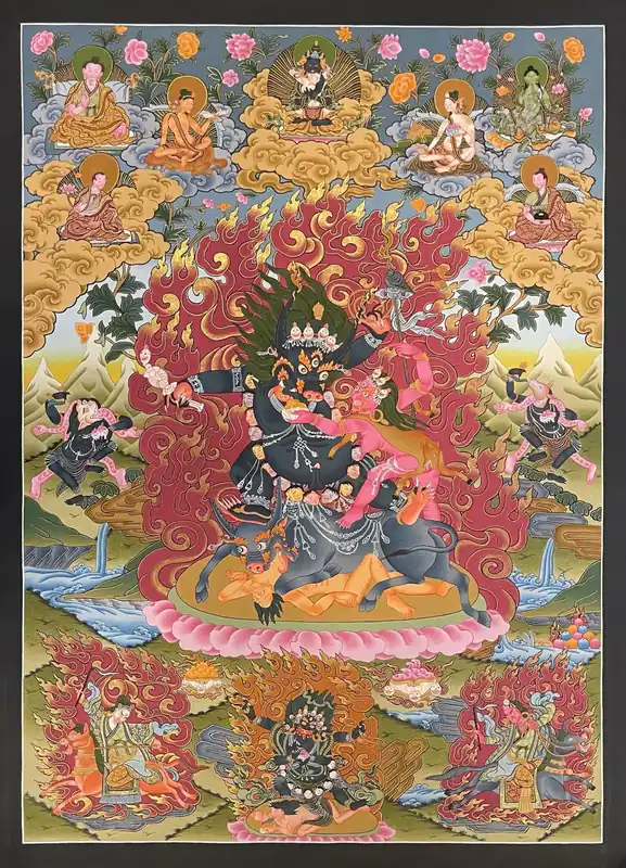 Peinture de Yamantaka faite à la main