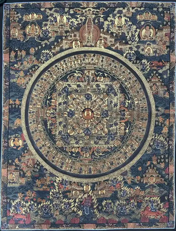 Peinture de mandala bouddhiste faite à la main