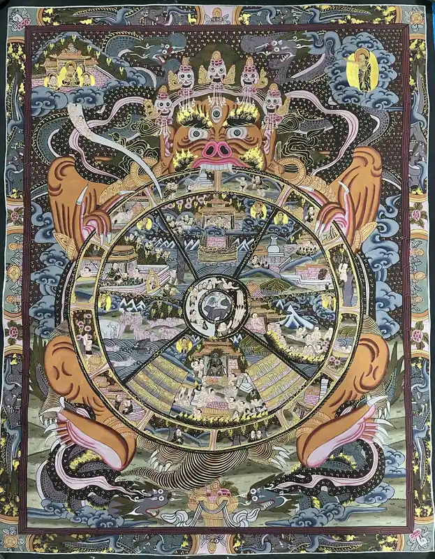 Thangka de la Roue de la Vie tibétaine