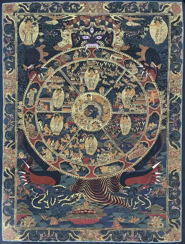 Thangka de la Roue de la Vie bouddhiste