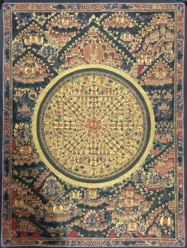 Peinture rituelle de mandala bouddhiste