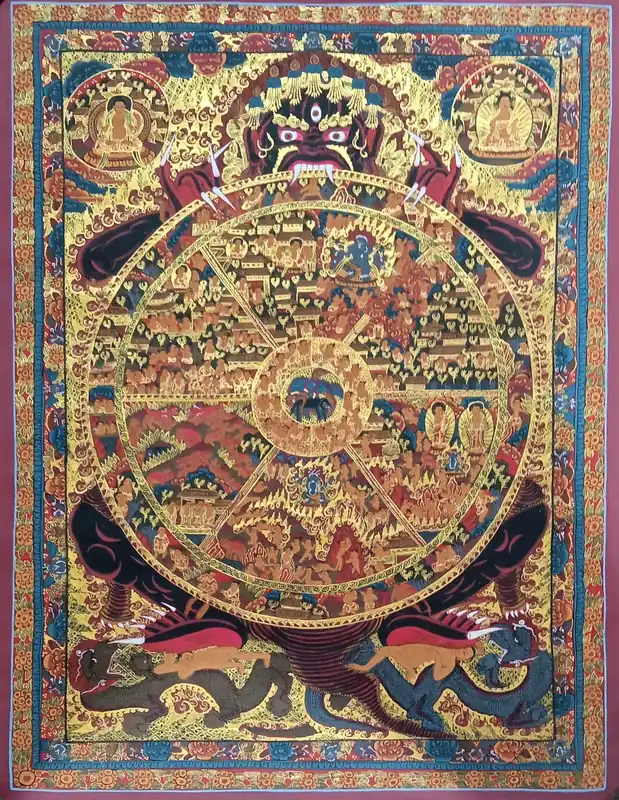 Art thangka traditionnelle de la Roue de la Vie