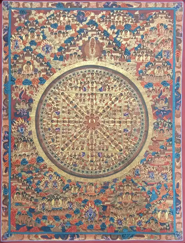 Peinture traditionnelle de mandala bouddhiste