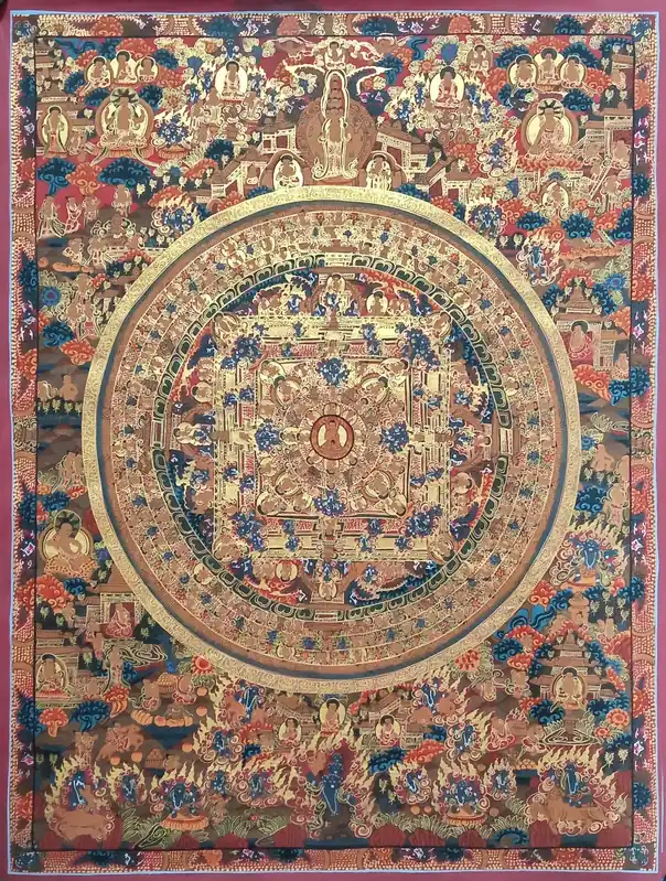 Art de la peinture de mandala tibétain du Bouddha