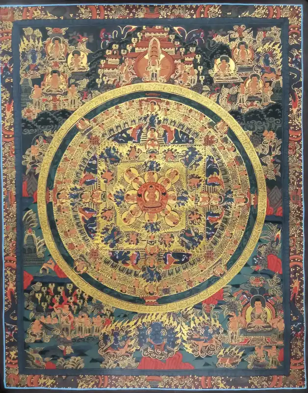Art du mandala thangka du Bouddha tibétain
