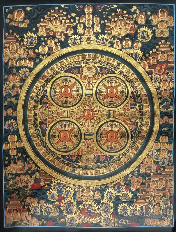 Peinture d’art mandala bouddhiste faite à la main