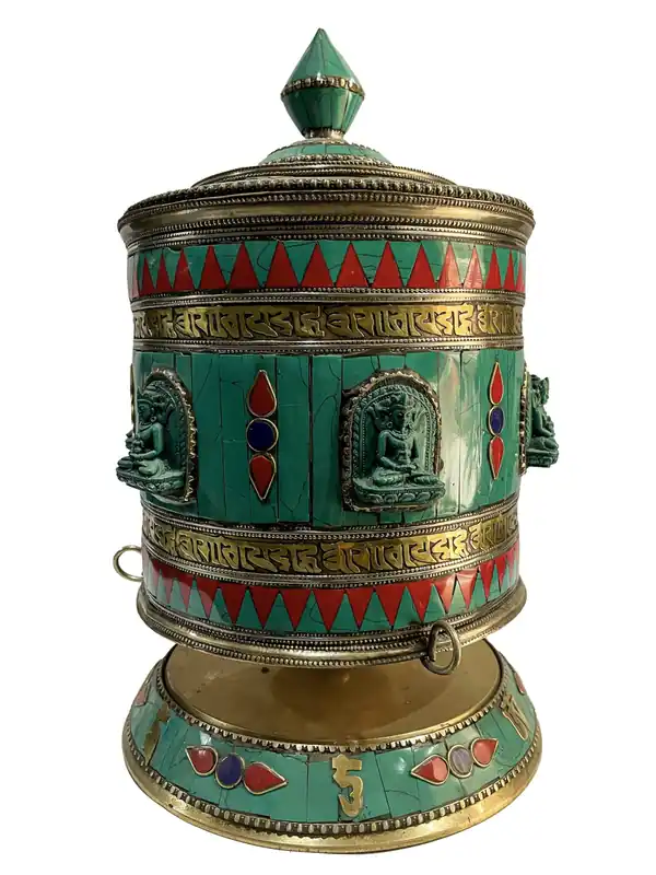 31 cm Prayer Wheel with Stone Setting