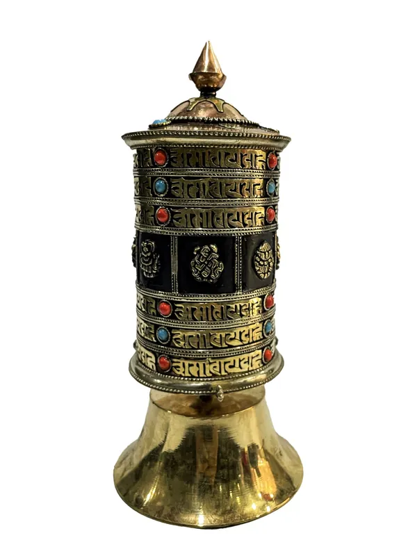 Roue de prière avec le mantra Ashtamangala