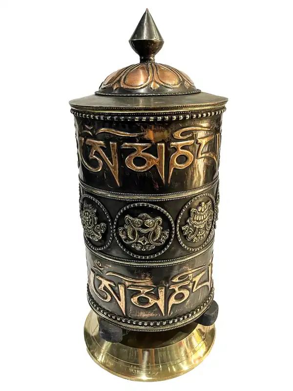 Roue de prière tibétaine – Mantra Om Mani Padme Hum