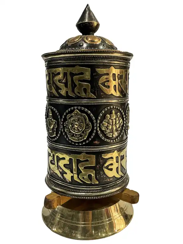 26cm Prayer Wheel with Ashtamangala