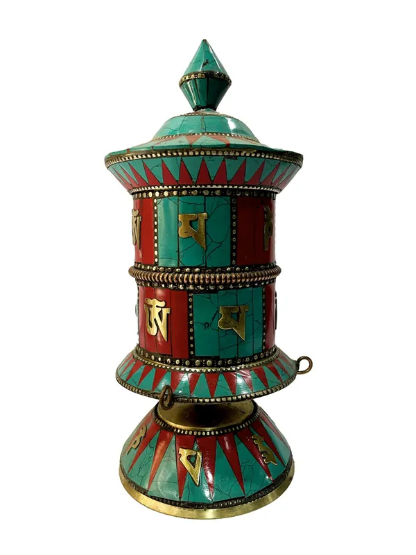 23cm Roue de prière tibétaine avec mantra